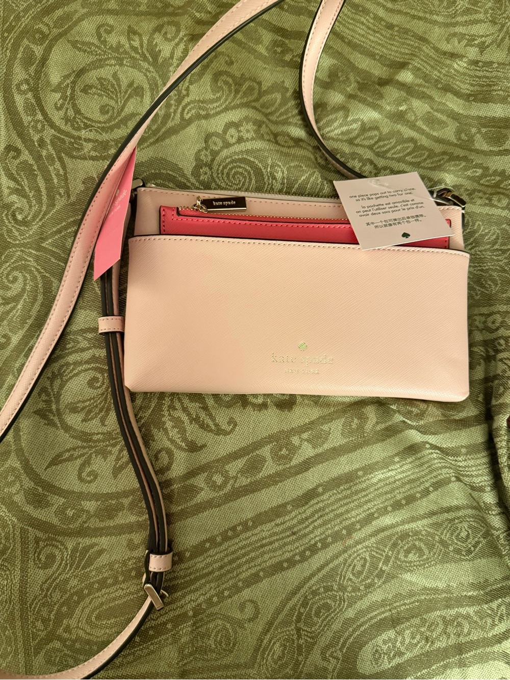 New! Kate Spade Pink Crossbody Bag with hot pink Accent - Picture 2 of 7